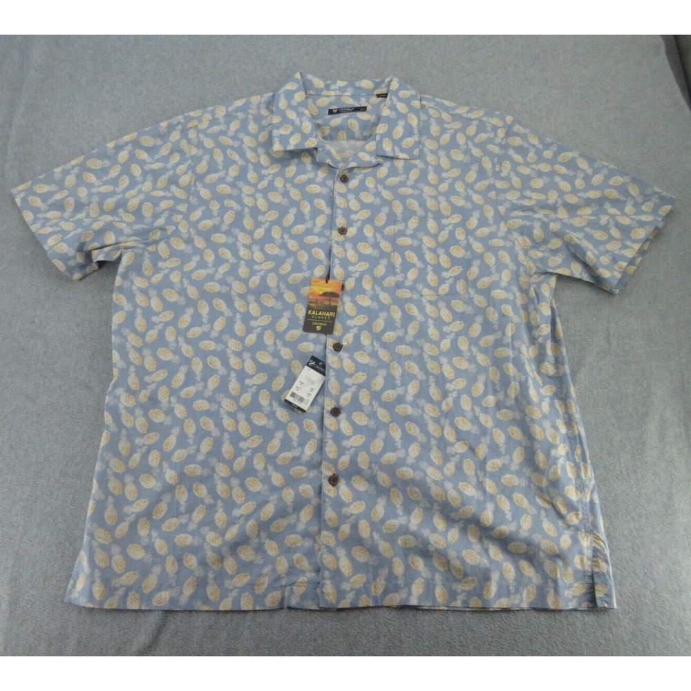 Cremieux Mens Button Down NWT Regular Blue Pineapple Print Short Sleeve XL